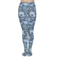 Blue Cute Doodle Blue Whales Marine Seamless Women s Tights by CoolDesigns