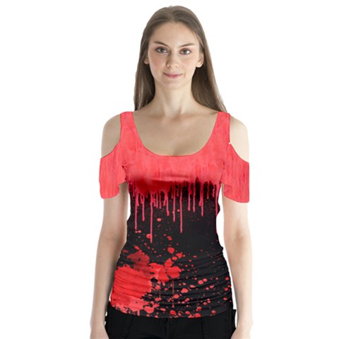 Bloody 2 Halloween V2 Butterfly Sleeve Cutout Tee by CoolDesigns