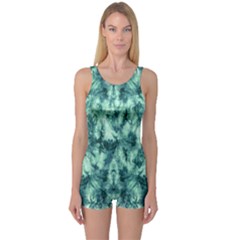 Green Tie Dye One Piece Boyleg Swimsuit by CoolDesigns