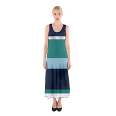 Green Stripes Sleeveless Maxi Dress by CoolDesigns