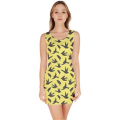 Yellow Background Different Style Birds Flying Pattern Bodycon Dress  Bodycon Dress by CoolDesigns