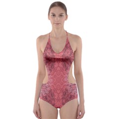 Coral Damask Cut-out One Piece Swimsuit by CoolDesigns