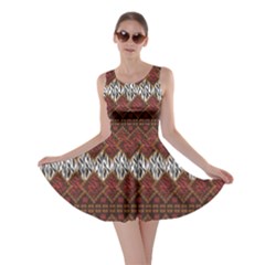 Brown African Style With Wild Animal Skin Pattern Skater Dress by CoolDesigns