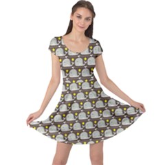 Green Funny Simple Whales Pattern Doodle Pattern Cap Sleeve Dress by CoolDesigns