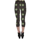 Black Pattern Made of Watercolor Clover Leaves St Capri Leggings View2