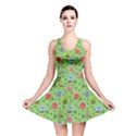 Green Pattern with Colorful Ornamental Owls on A Light Reversible Skater Dress View1