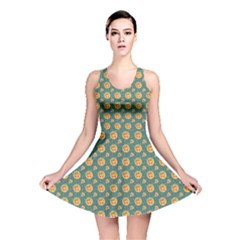 Green Pizza Pattern Reversible Skater Dress by CoolDesigns