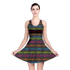 Black Neon Music Pattern Reversible Skater Dress by CoolDesigns