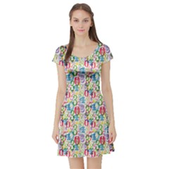 Colorful Pattern Numbers Short Sleeve Skater Dress by CoolDesigns