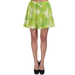 Green A Spring Leaves Pattern Skater Skirt by CoolDesigns