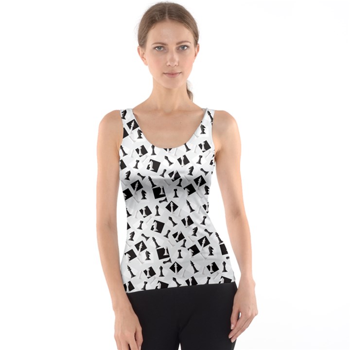 Gray Chess Pattern Flat Design Tank Top