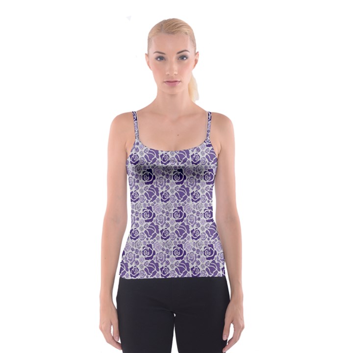 Blue Pattern Of Blue Roser Spathetti Strap Top