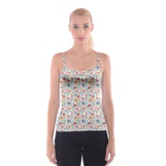 Yellow Floral Flowers Plants Pattern Spathetti Strap Top by CoolDesigns