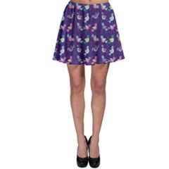 Purple With Color Pattern Birds Skater Skirt by CoolDesigns