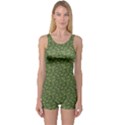 Green Cartoon Decorative Ethnic Feathers Pattern Women s One Piece Swimsuit View1