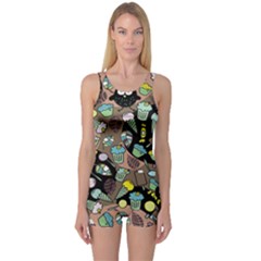 Colorful Crazy Owls And Some Tasty Things Women s One Piece Swimsuit by CoolDesigns