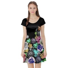 Colorful Vintage Floral Short Sleeve Dress by CoolDesigns