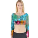 Mural Displaying Array Of Garden Vegetables Long Sleeve Crop Top View1