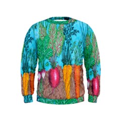 Mural Displaying Array Of Garden Vegetables Kids  Sweatshirt by Simbadda