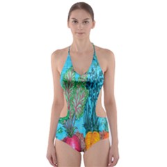 Mural Displaying Array Of Garden Vegetables Cut-out One Piece Swimsuit by Simbadda