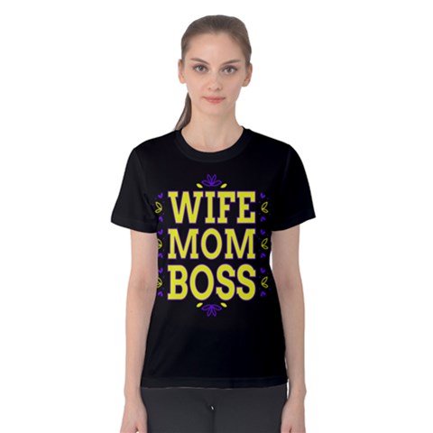 Black And Yellow Wife Mom Boss Women s Cotton Tee by ThinkOutisdeTheBox