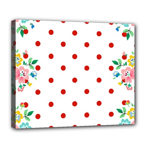 Flower Floral Polka Dot Orange Deluxe Canvas 24  X 20   by Mariart