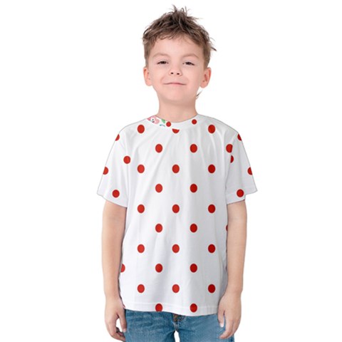 Flower Floral Polka Dot Orange Kids  Cotton Tee by Mariart