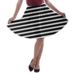 Horizontal Stripes Black A-line Skater Skirt by Mariart