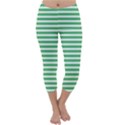 Horizontal Stripes Green Capri Winter Leggings  View1