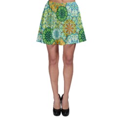 Forest Spirits  Green Mandalas  Skater Skirt by bunart