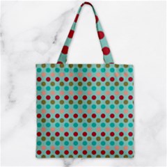 Large Colored Polka Dots Line Circle Zipper Grocery Tote Bag by Mariart