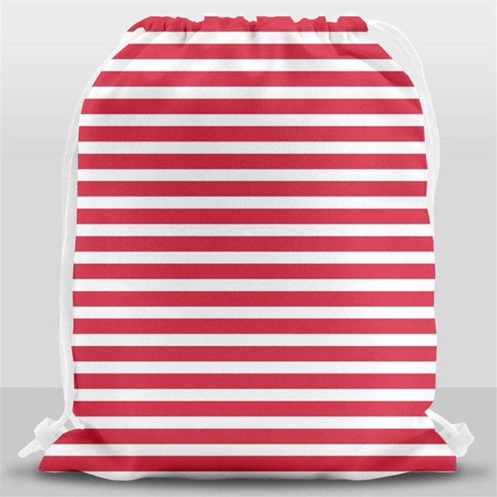 Horizontal Stripes Red Drawstring Bag (Large)