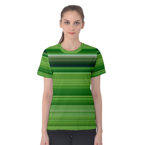 Horizontal Stripes Line Green Women s Cotton Tee by Mariart