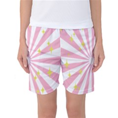 Hurak Pink Star Yellow Hole Sunlight Light Women s Basketball Shorts by Mariart