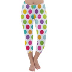 Polka Dot Yellow Green Blue Pink Purple Red Rainbow Color Capri Winter Leggings  by Mariart