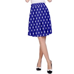 Rainbow Polka Dot Borders Colorful Resolution Wallpaper Blue Star A-line Skirt by Mariart