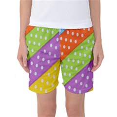 Colorful Easter Ribbon Background Women s Basketball Shorts by Simbadda