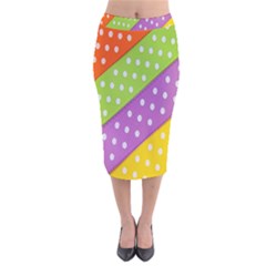 Colorful Easter Ribbon Background Velvet Midi Pencil Skirt by Simbadda