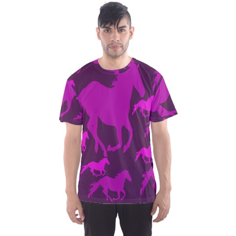 Pink Horses Horse Animals Pattern Colorful Colors Men s Sport Mesh Tee by Simbadda