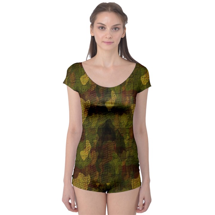 Textured Camo Boyleg Leotard 