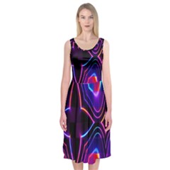 Rainbow Abstract Background Pattern Midi Sleeveless Dress by Simbadda