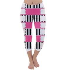 Custom Water Bottle Labels Line Black Pink Capri Winter Leggings  by Mariart