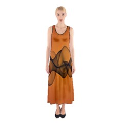 Transparent Waves Wave Orange Sleeveless Maxi Dress by Mariart