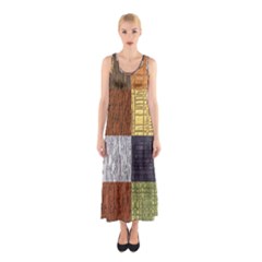 Blocky Filters Yellow Brown Purple Red Grey Color Rainbow Sleeveless Maxi Dress by Mariart