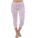 Flower Floral Sunflower Pink Yellow Capri Winter Leggings  View1