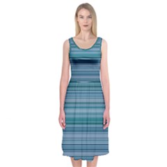 Horizontal Line Blue Midi Sleeveless Dress by Mariart