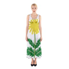 Sunflower Floral Flower Yellow Green Sleeveless Maxi Dress by Mariart