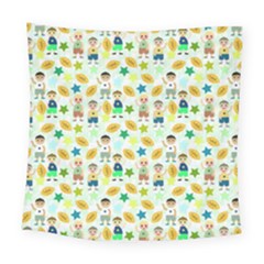 Football Kids Children Pattern Square Tapestry (large) by Nexatart