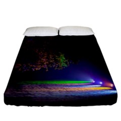 Illuminated Trees At Night Fitted Sheet (california King Size) by Nexatart