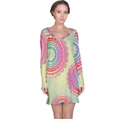 Abstract Geometric Wheels Pattern Long Sleeve Nightdress by LovelyDesigns4U